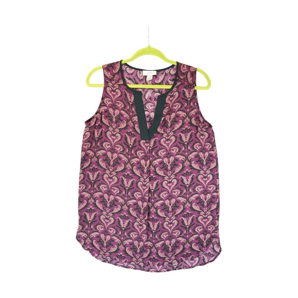 Loft Flowy Sleeveless Multicolor V Neck Blouse Size‎ Medium M Women's